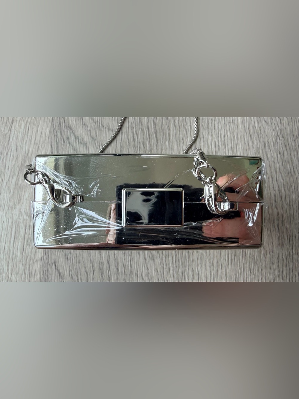SEALED Source Unknown Silver Chanel Inset Crystal Perfume Bottle Clutch on Chain - Picture 11 of 15
